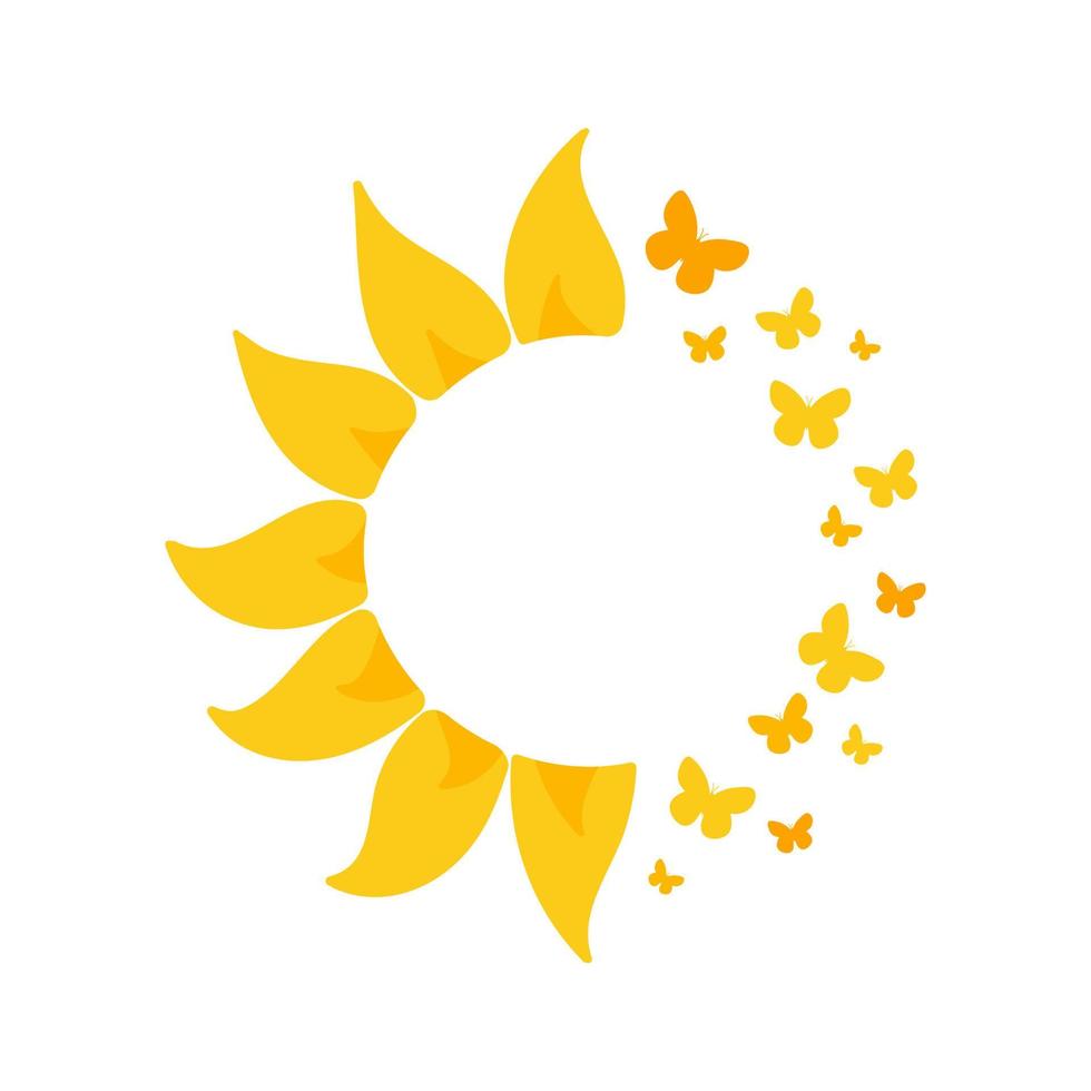 bloeiende gele zonnebloemen vol zonnebloempitten voor het versieren van welkomstkaarten vector