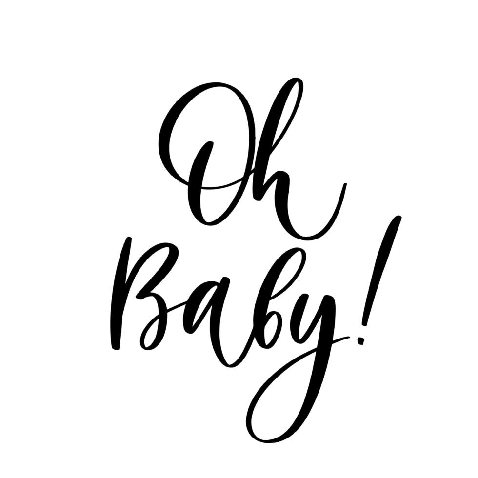 Oh baby. baby shower-inscriptie voor babykleding en kinderkamerdecoraties. vector