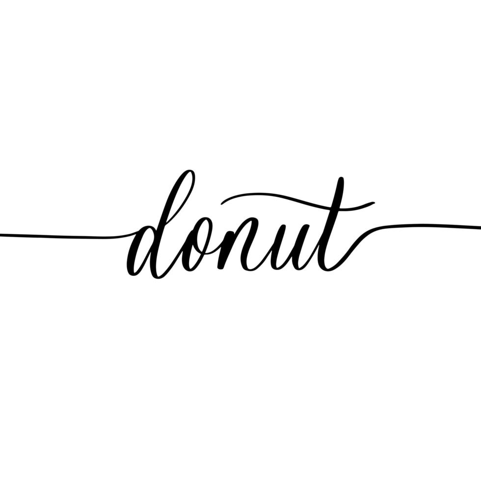 donut - vector kalligrafische inscriptie met vloeiende lijnen.