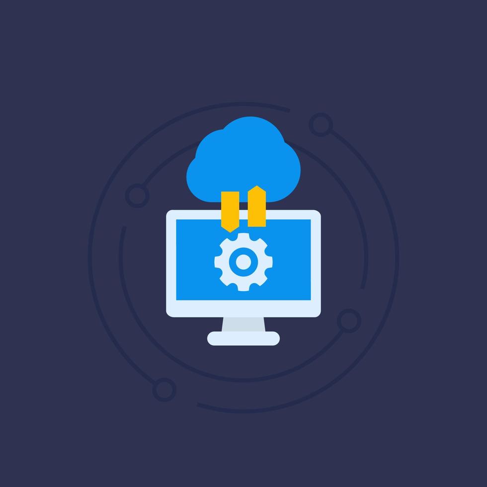 synchroniseren met cloudpictogram, uploaden van gegevens en synchronisatie, back-up vector