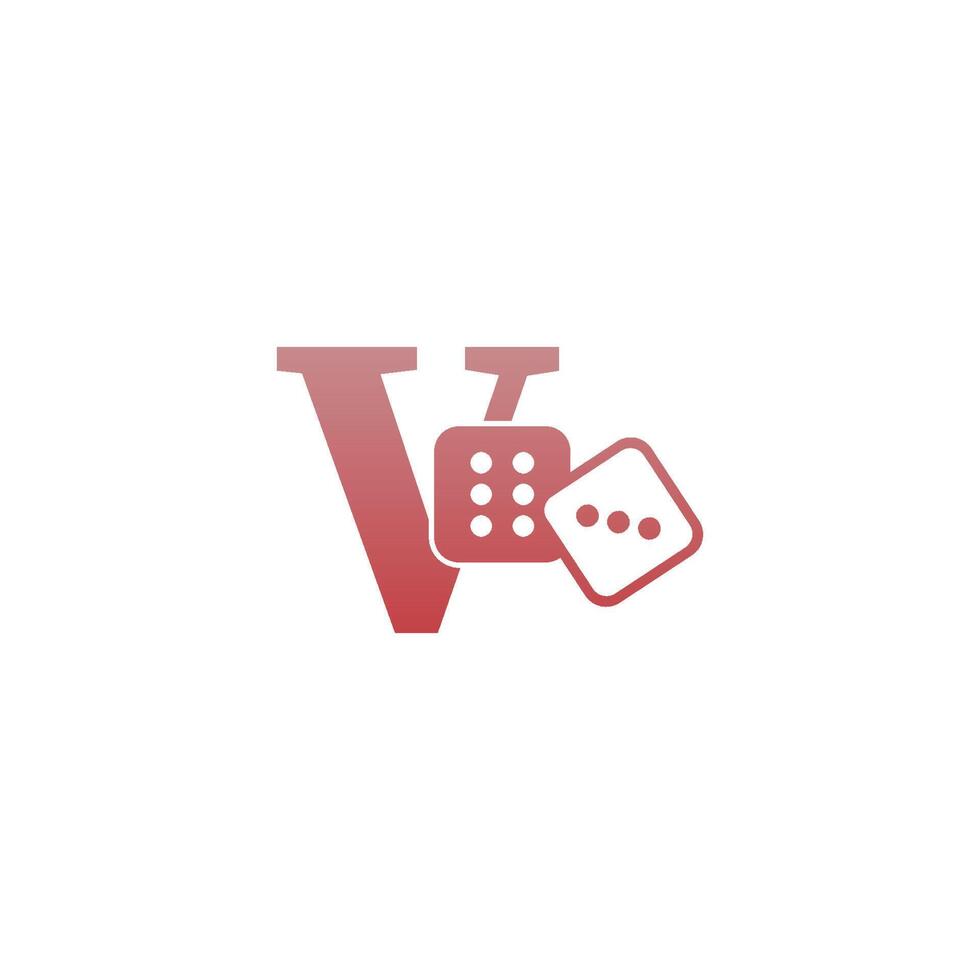 letter v met dobbelstenen twee pictogram logo sjabloon vector