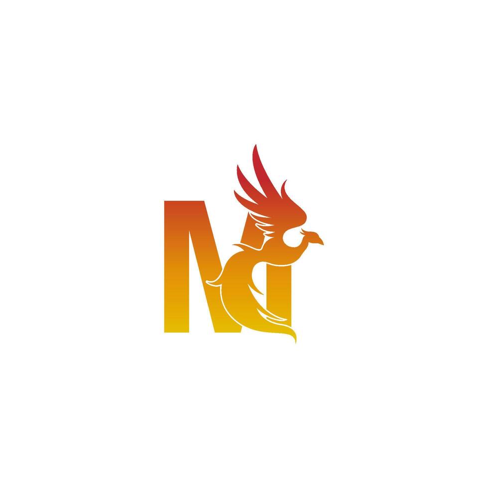 letter m pictogram met phoenix logo ontwerpsjabloon vector