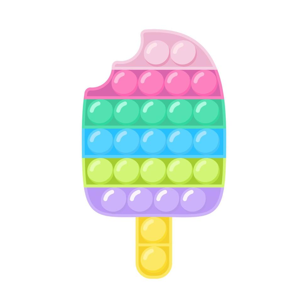 pop it fidget trendy antistress zintuiglijk speelgoed regenboog ijsvorm. vlakke stijl geïsoleerde vectorillustratie. handspeelgoed voor kinderen en volwassenen voor ontspanning vector