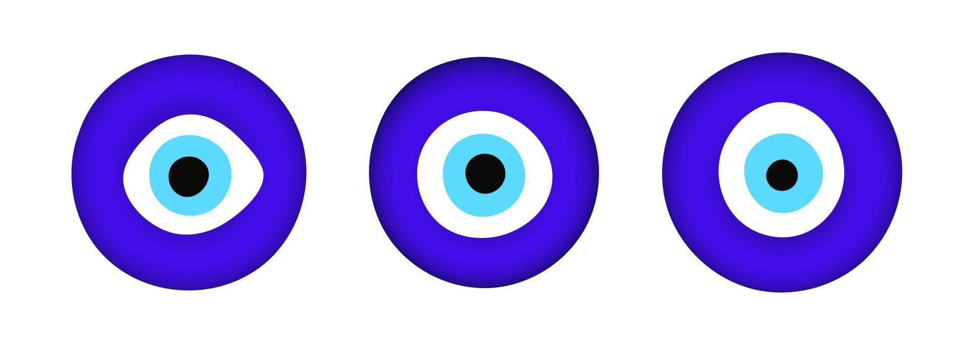blauwe oosterse boze oog symbool amulet vlakke stijl ontwerp vectorillustratie geïsoleerd op een witte achtergrond. vector