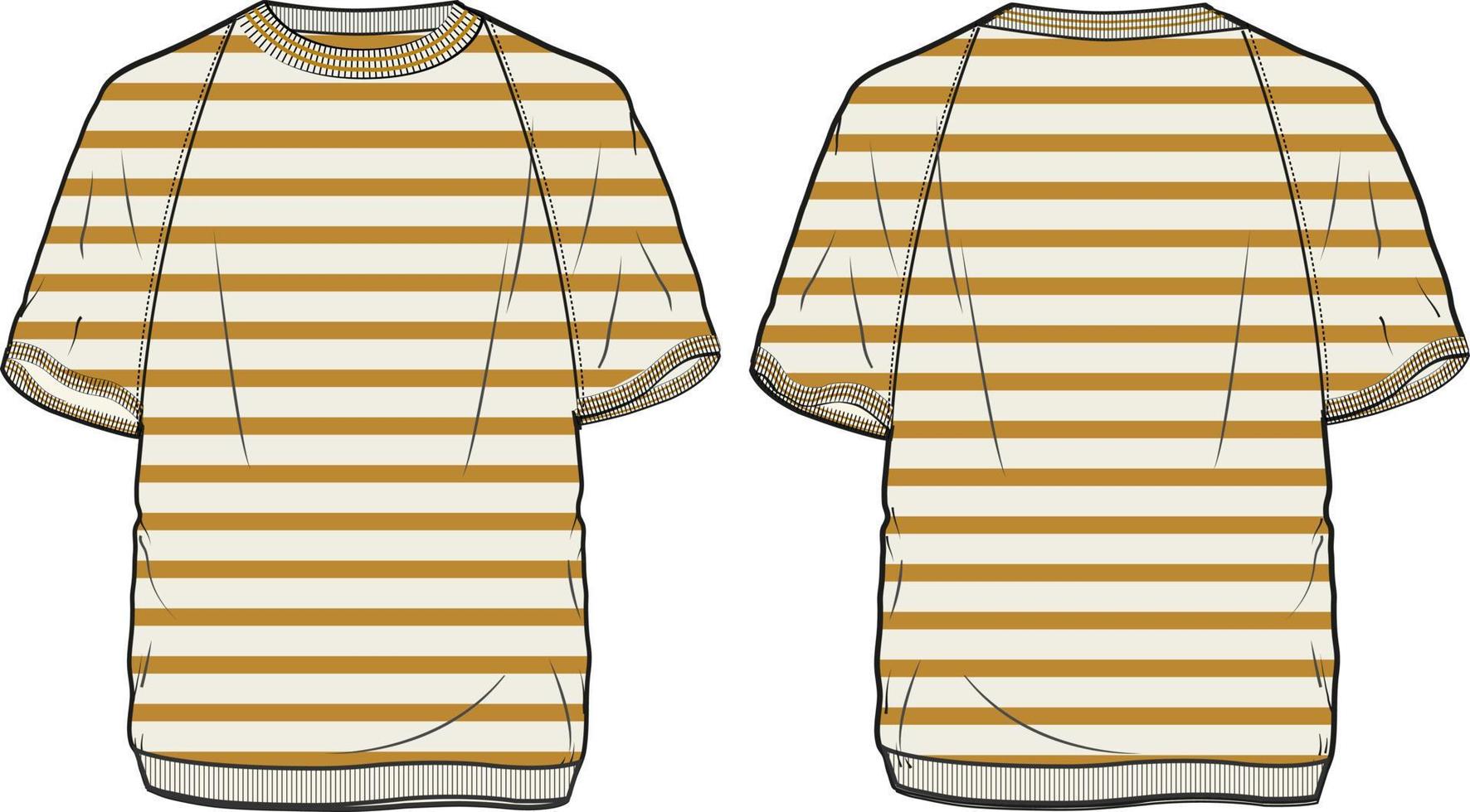 fleece jersey sweatshirt algehele mode platte schetsen technische tekening vector sjabloon voor heren. kleding jurk ontwerp mockup CAD illustratie. trui mode voor- en achterkant.