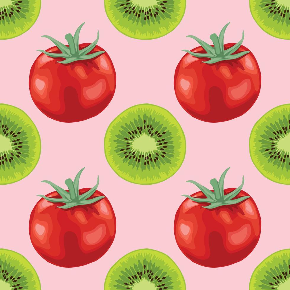 patroonontwerp met rode tomaat en kiwi vector