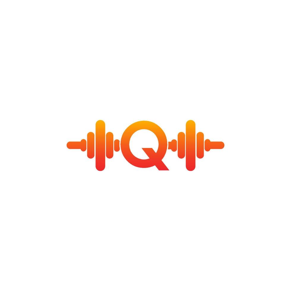 letter q met barbell pictogram fitness ontwerp sjabloon illustratie vector