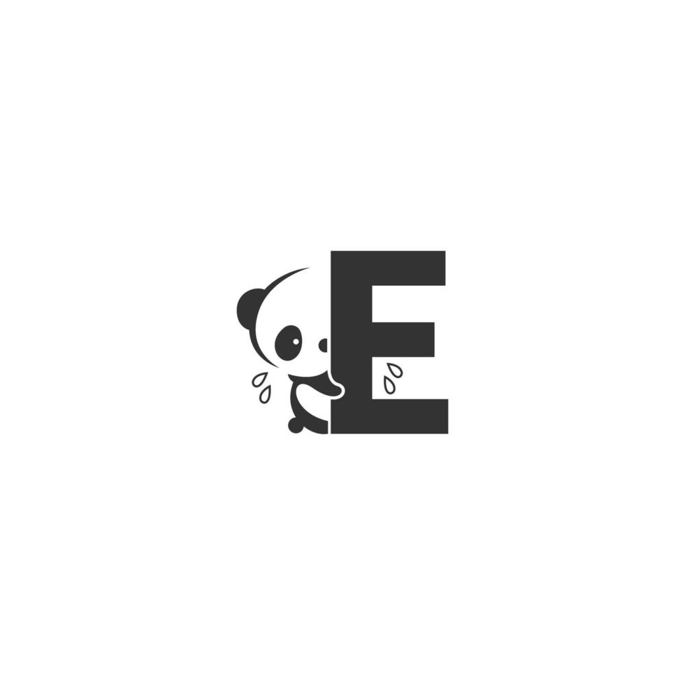 panda-pictogram achter letter e logo-afbeelding vector