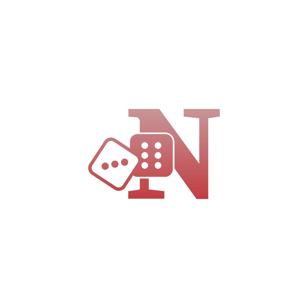 letter n met dobbelstenen twee pictogram logo sjabloon vector