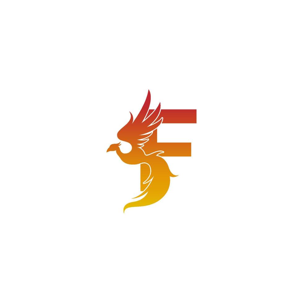 letter f pictogram met phoenix logo ontwerpsjabloon vector