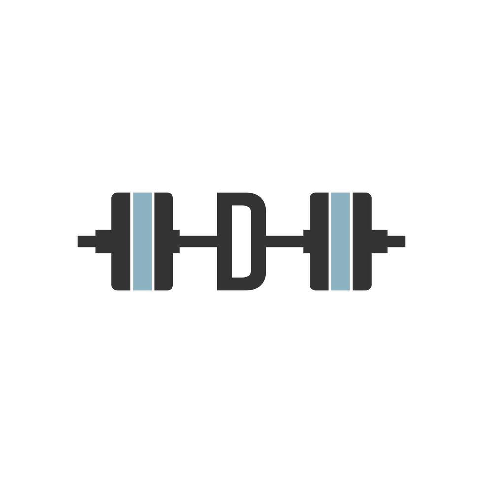 letter d met barbell pictogram fitness ontwerpsjabloon vector