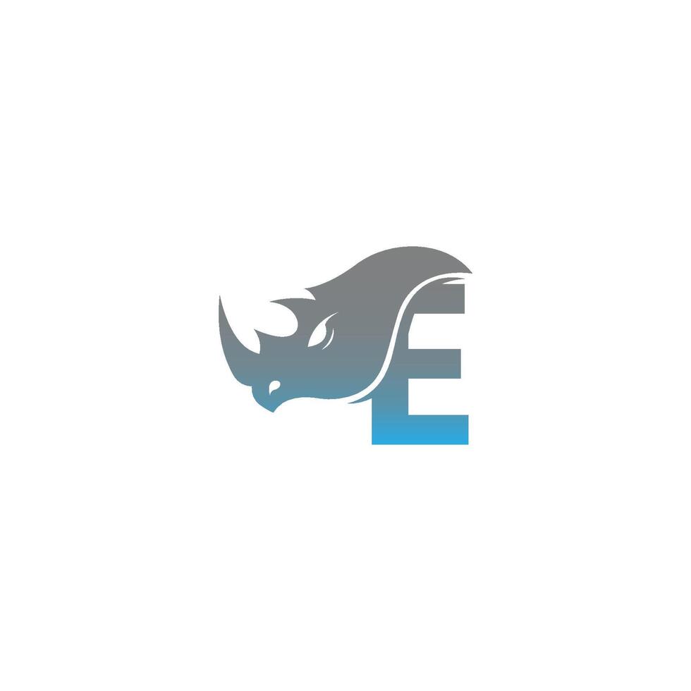 letter e met neushoorn hoofd pictogram logo sjabloon vector