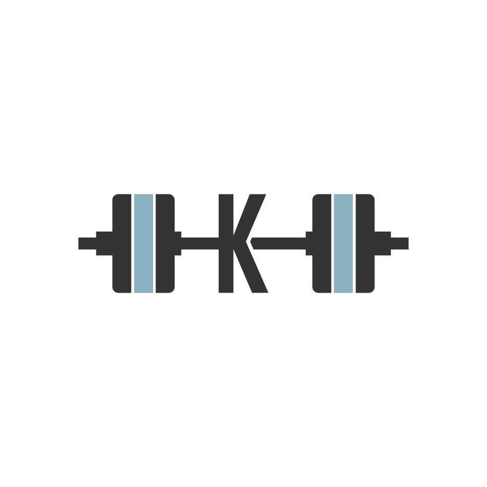 letter k met barbell pictogram fitness ontwerpsjabloon vector