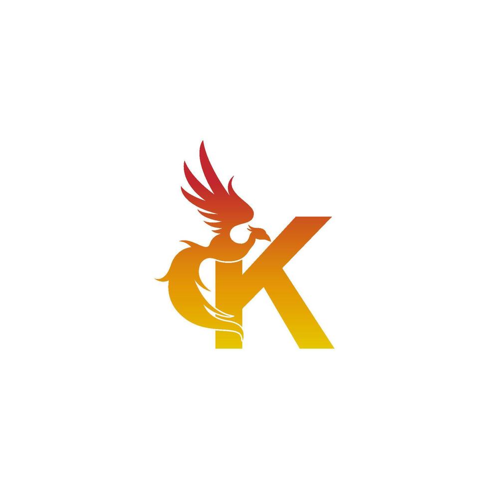 letter k pictogram met phoenix logo ontwerpsjabloon vector