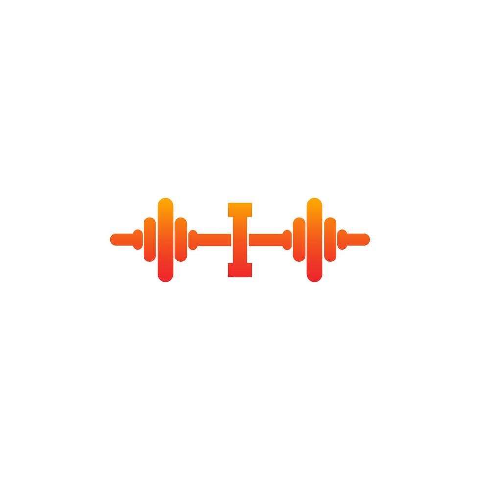 letter i met barbell pictogram fitness ontwerp sjabloon illustratie vector