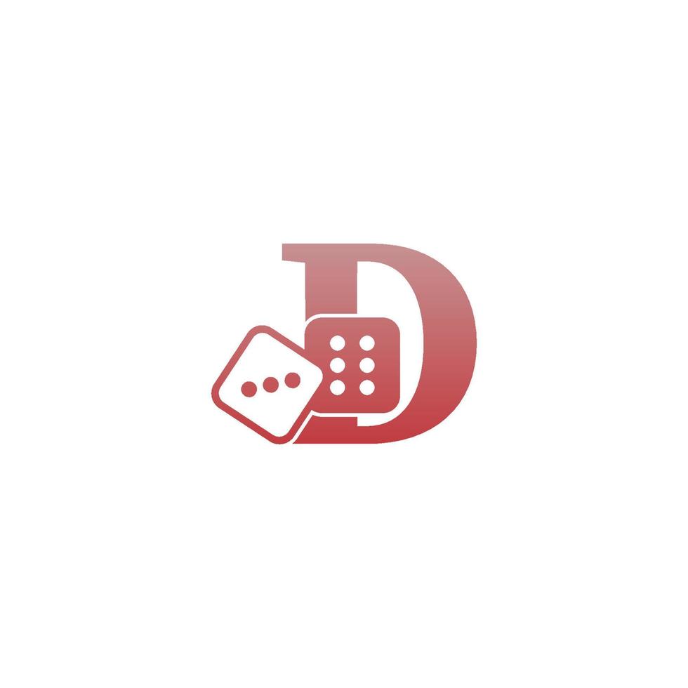 letter d met dobbelstenen twee pictogram logo sjabloon vector
