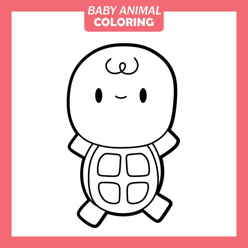 schattige baby dieren cartoon kleuren met schildpad vector