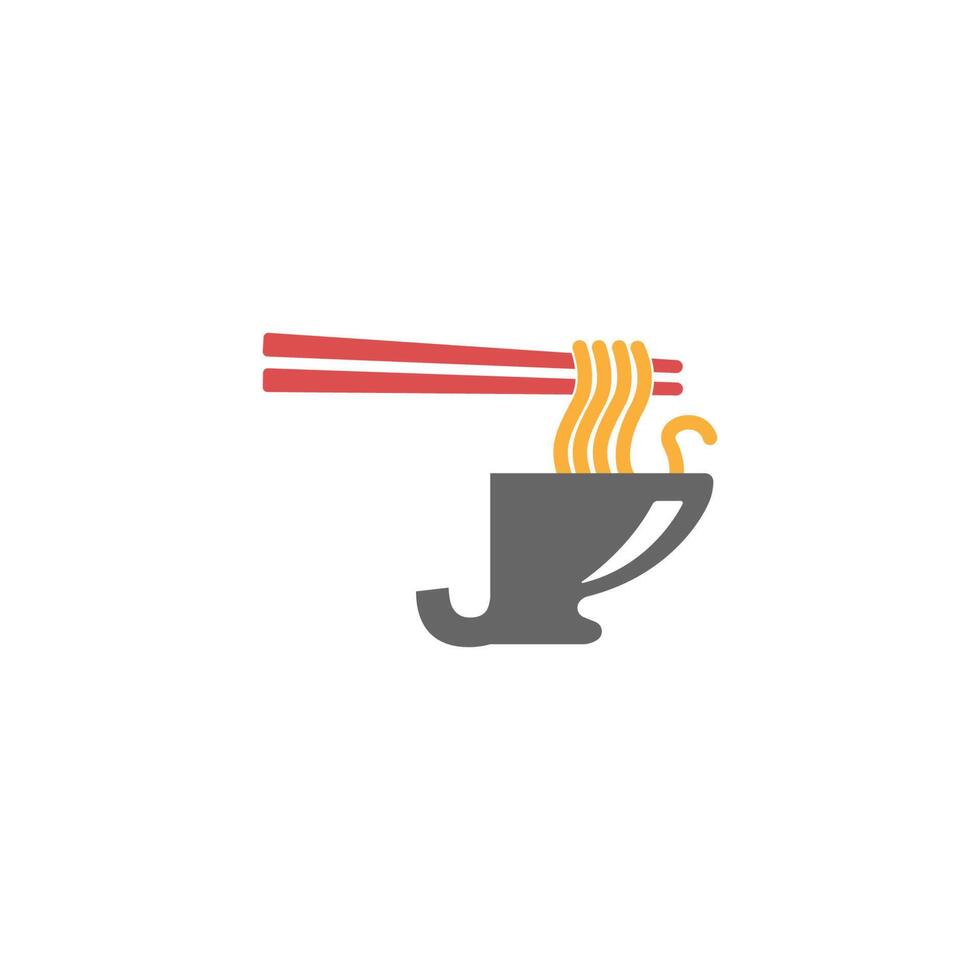 letter j met noedelpictogram logo ontwerp vector