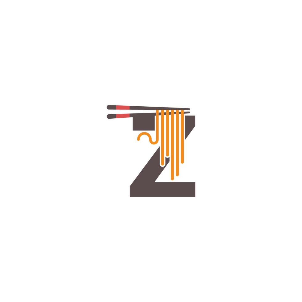 letter z met eetstokjes en noedelpictogram logo-ontwerp vector