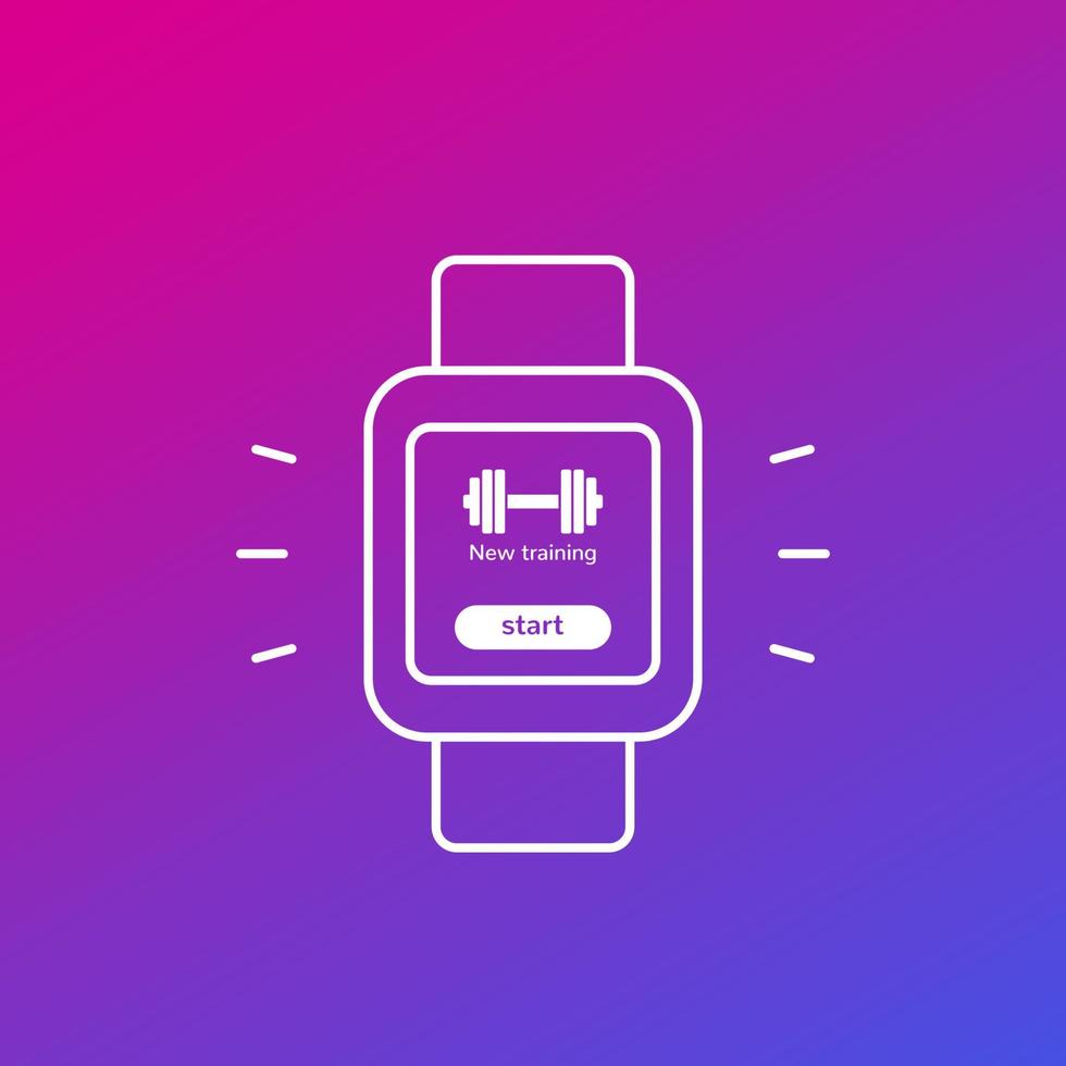 slim horloge met fitness-app, ui-ontwerp, lijnvector vector