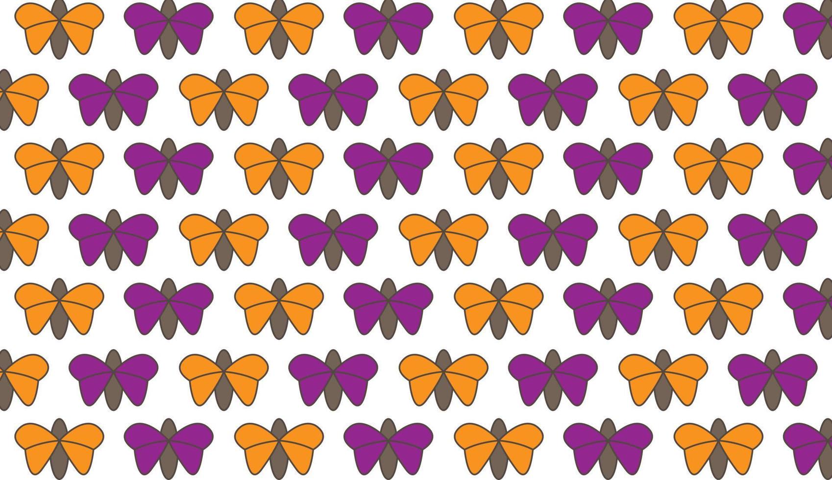 naadloos en schattig patroon van vlinders in paarse en oranje kleuren. moderne stijl patroon ontwerp. kan worden gebruikt voor posters, brochures, ansichtkaarten en andere afdrukbehoeften. vector illustratie