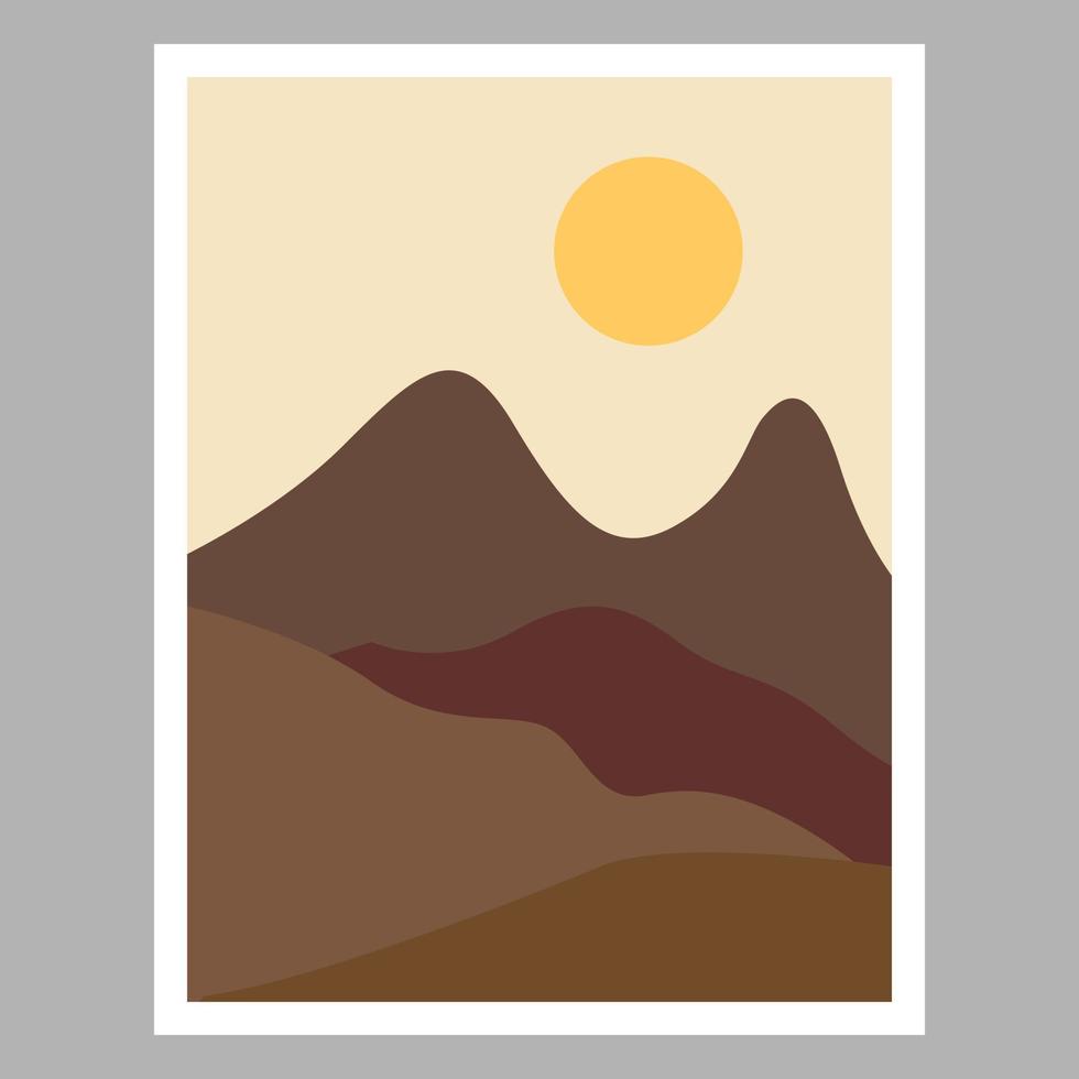 abstracte kunst van bergen en zon. geschikt voor wanddecoratie. vector illustratie