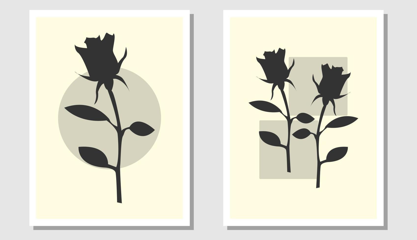 botanische kunst aan de muur. zwart roze bloemontwerp. geometrische cirkels en vierkanten. geschikt voor wanddecoratie in de woonkamer. vector illustratie