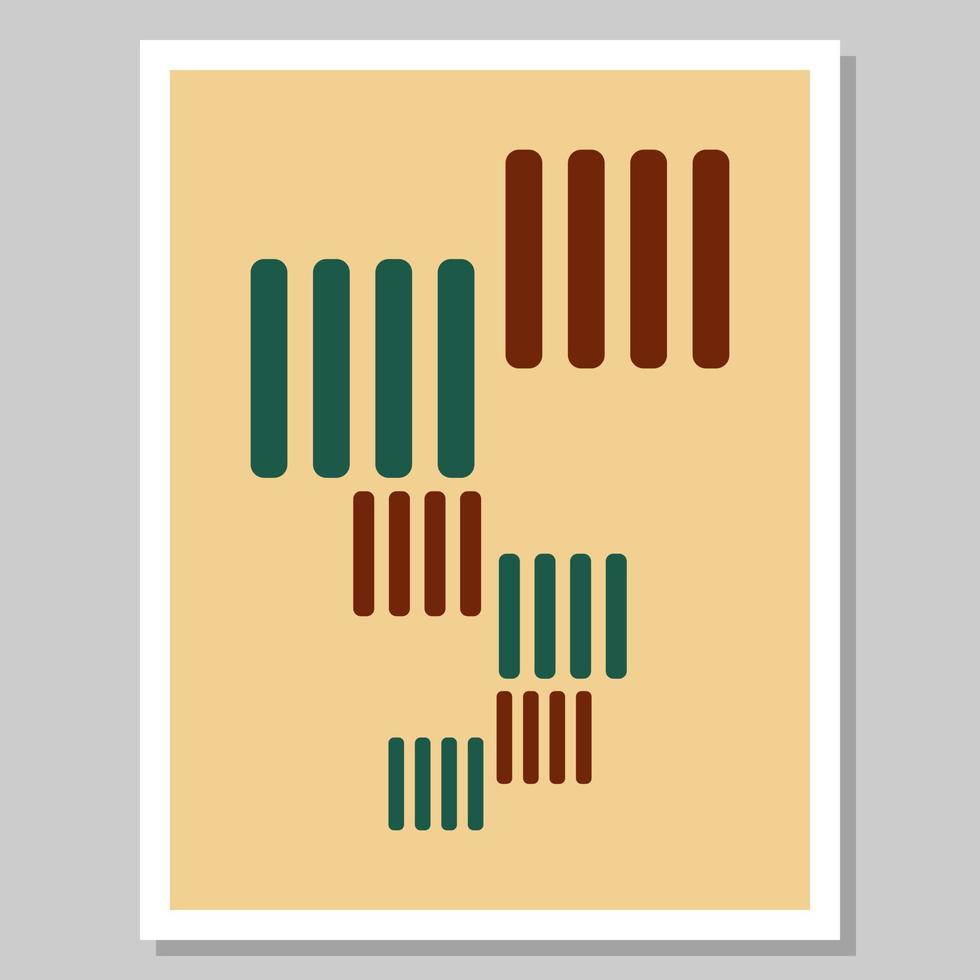 abstracte kunst aan de muur. rechte lijnen die een abstract object vormen. geschikt voor wanddecoratie in de woonkamer. vector illustratie