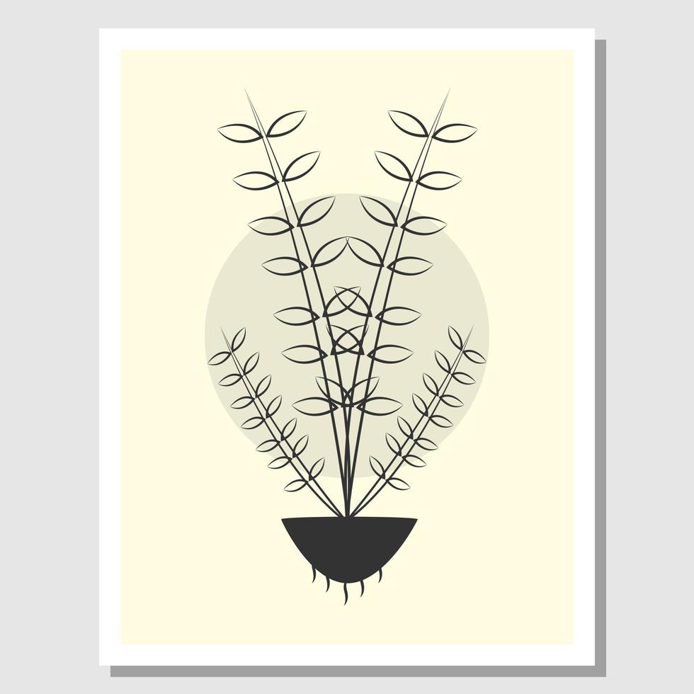 botanische kunst aan de muur. afbeelding van abstracte plant met bodem en wortels. geschikt voor wanddecoratie in de woonkamer. vector illustratie