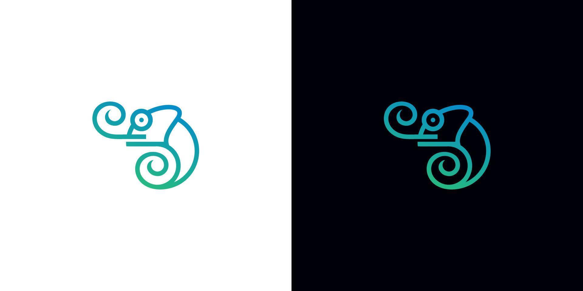 kameleon logo ontwerp vector lijn illustratie