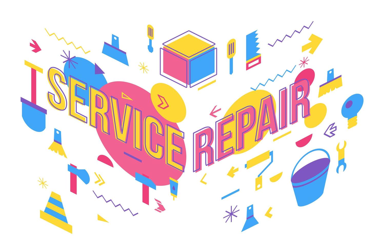 service reparatie woord conceptontwerp banner vector