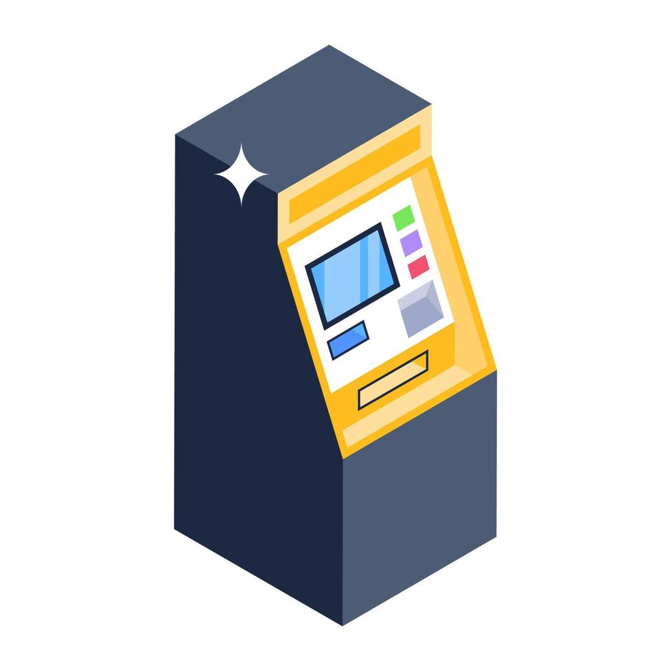 instant banking-service, geldautomaatpictogram in isometrische stijl vector