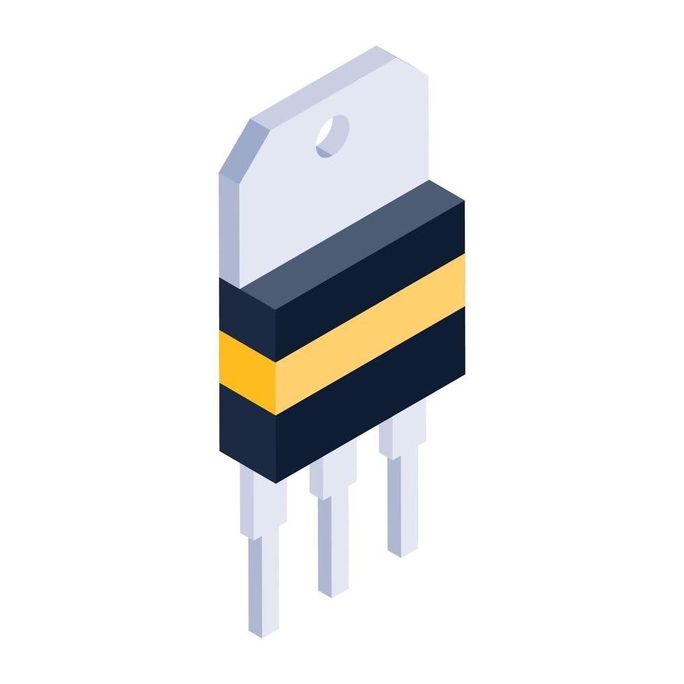 elektronische component met drie aansluitingen die stroom geleiden, triacs-pictogram vector