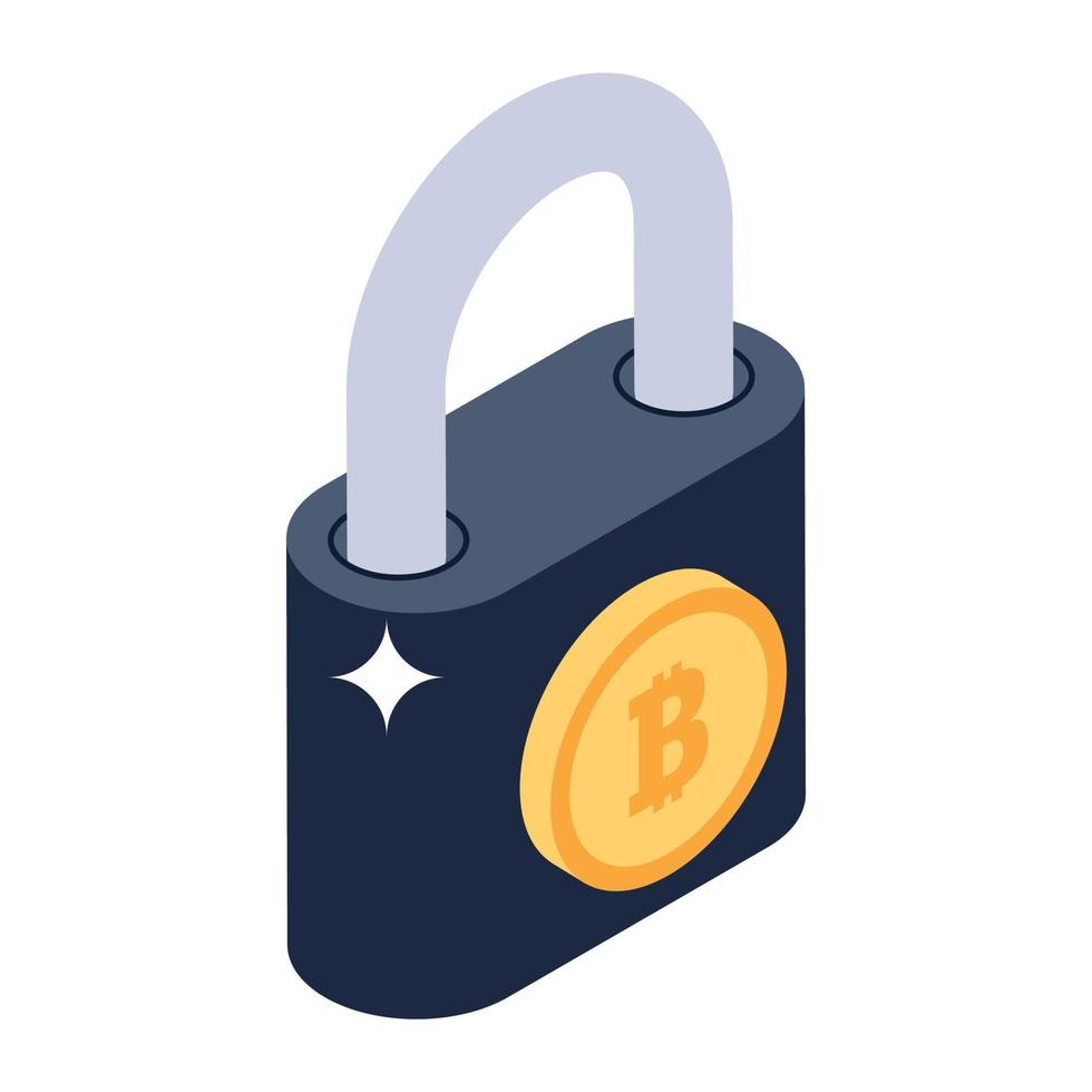 bitcoin-beveiligingsvector in isometrisch ontwerp vector