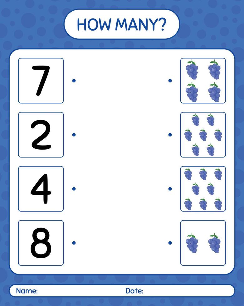hoeveel tellen spel met bosbes. werkblad voor kleuters, activiteitenblad voor kinderen, afdrukbaar werkblad vector