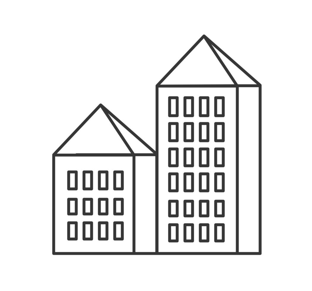 lineaire stedelijke gebouwen en illustraties van huizen en architecturale tekens vector