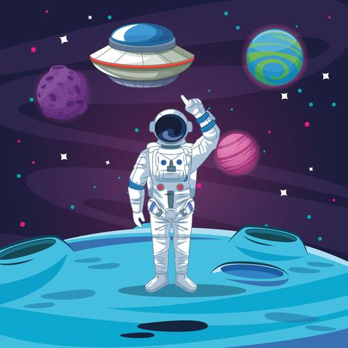 Astronaut in het melkwegbeeldverhaal vector
