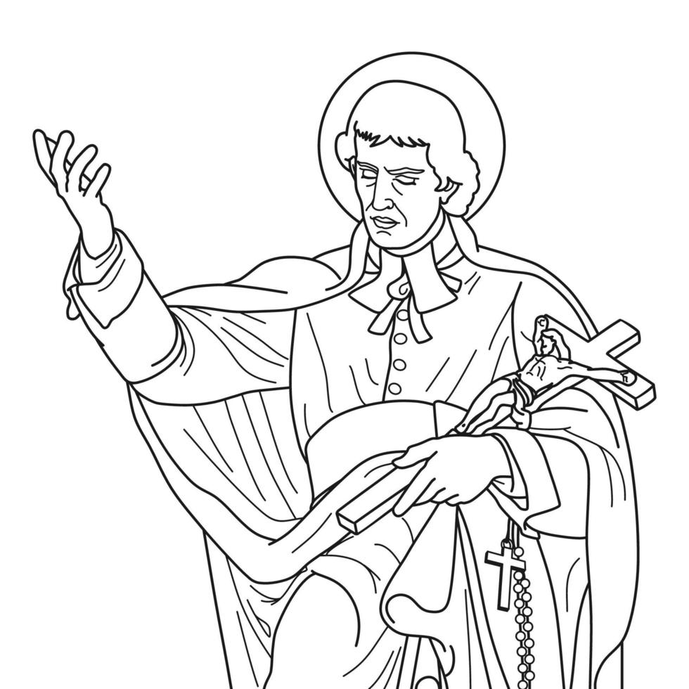 heilige louis marie grignion de montfort vector illustratie overzicht zwart-wit