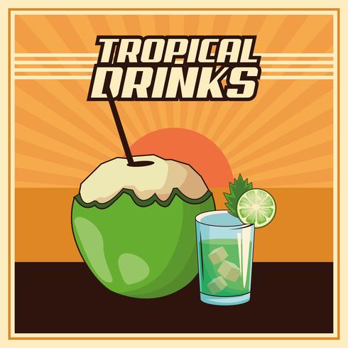 tropische cocktail poster vector