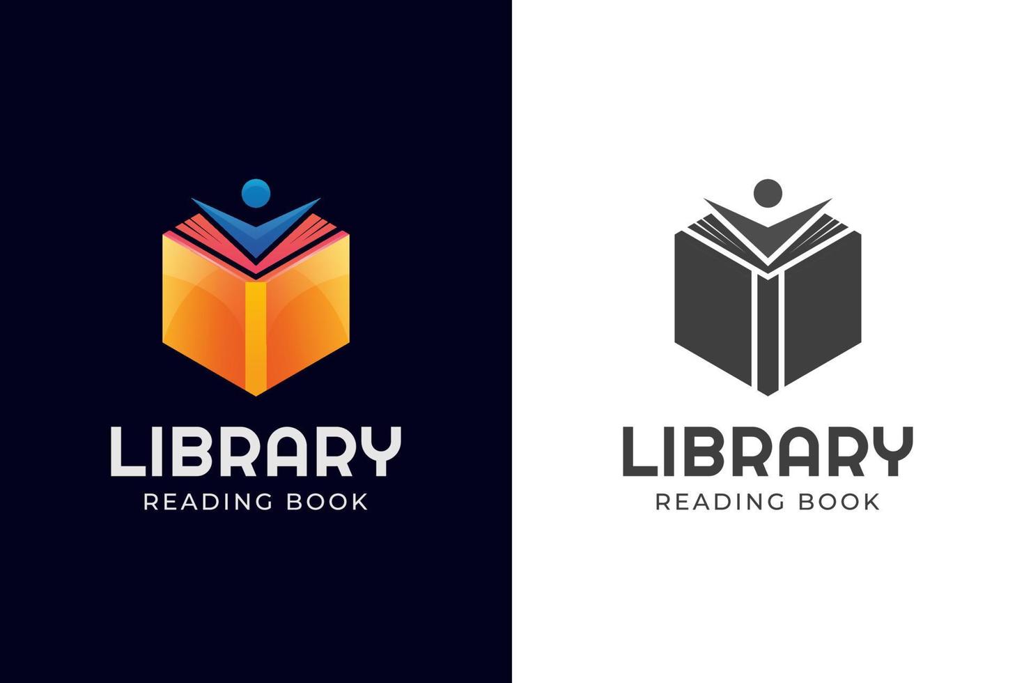 leren en mensen gelukkig lezen boek gradiënt logo ontwerp vector