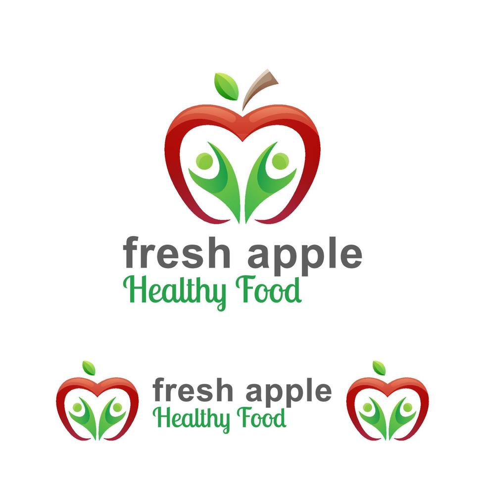 verse appel met logo-ontwerp voor gezonde mensen vector