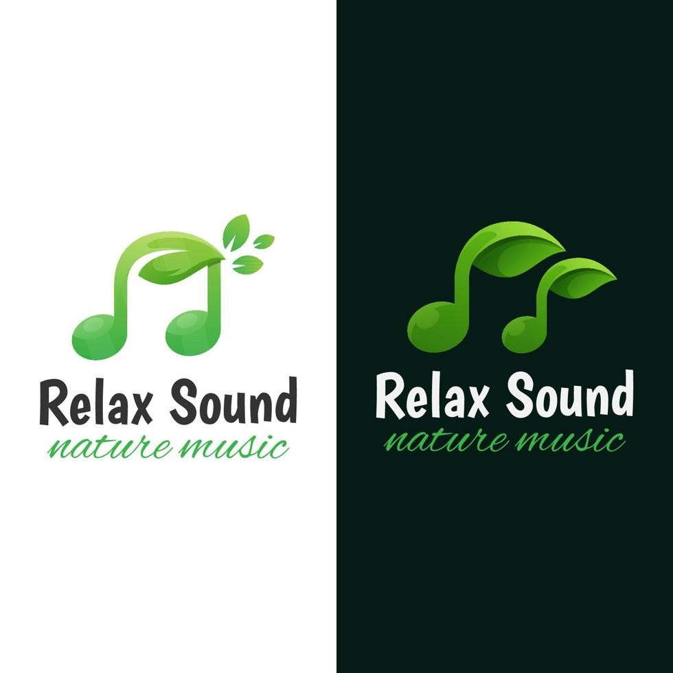 natuur muziek logo. ontspanning geluid logo ontwerp vector sjabloon