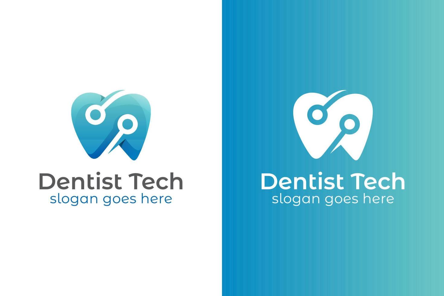 moderne kleur tandheelkundige kliniek technologie logo met twee versies vector