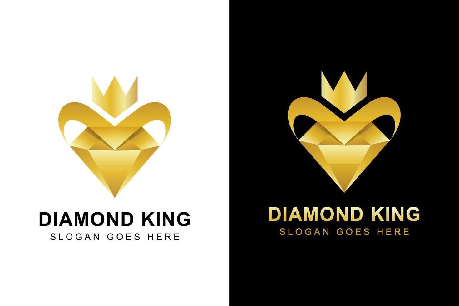 luxe gouden diamanten logo. creatieve diamant met kroonlogo kan worden gebruikt voor sieradenzaken vector