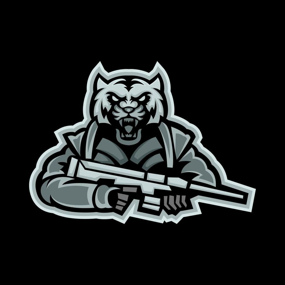 tiger e sport gaming-logo-ontwerp vector