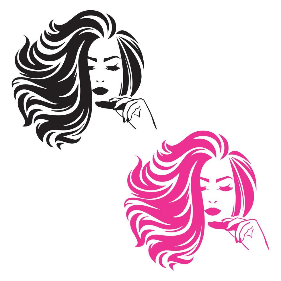 schoonheidshaar en cosmetisch logo vector