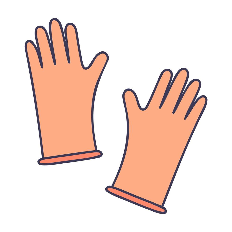 rubberen handschoenen. hand getekende lente pictogrammen. vector