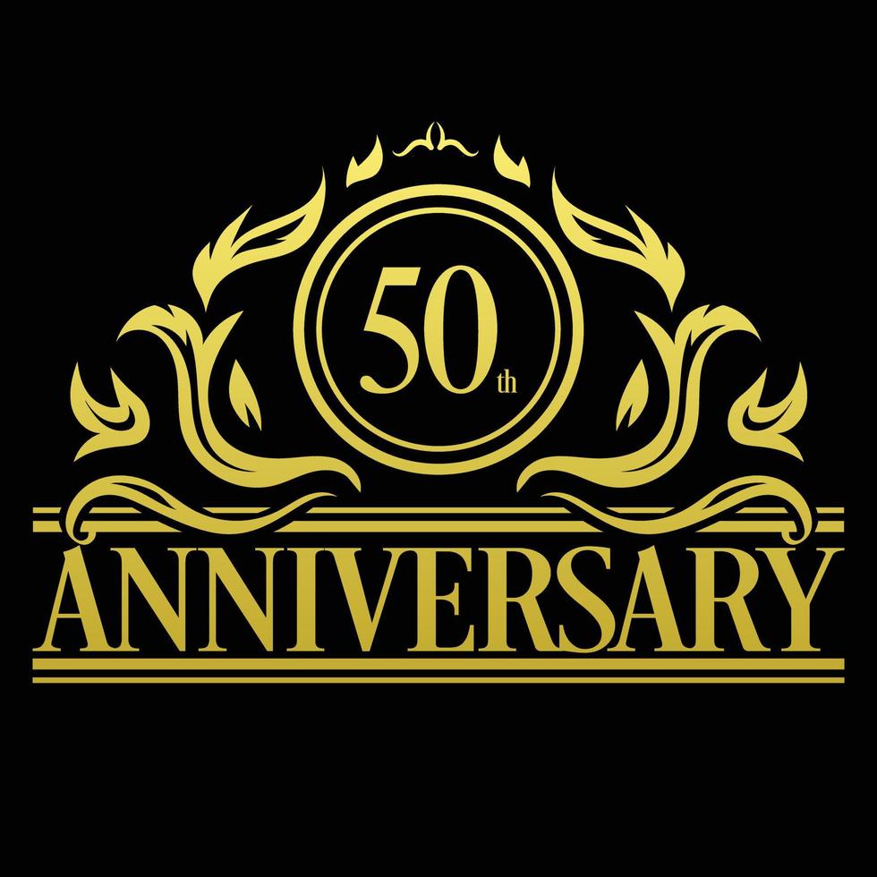 luxe 50e verjaardag logo illustratie vector. gratis vectorillustratie vector