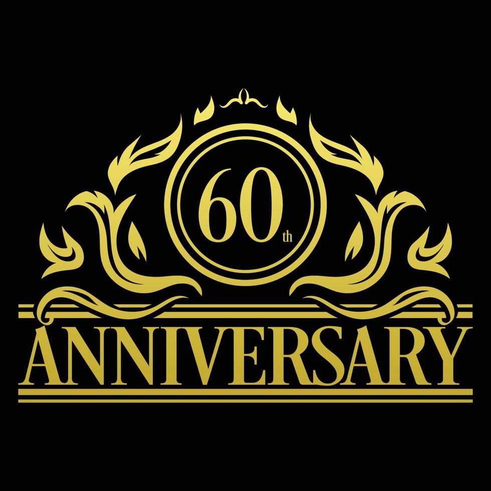luxe 60e verjaardag logo illustratie vector. gratis vectorillustratie vector