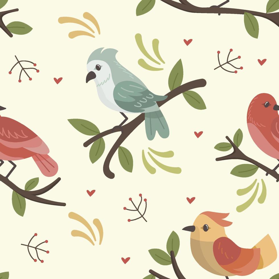 de lente vogels en bloemen vector